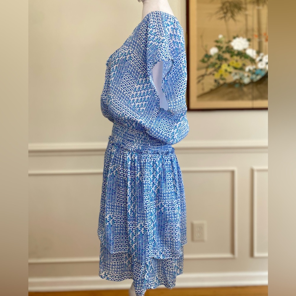 Vineyard Vines Sky Blue Printed Smocked Mini Dress - Picture 4 of 14